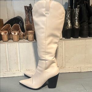Nasty Gal Cream Heeled Boots